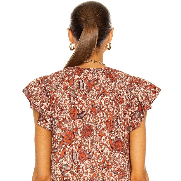 Ulla Johnson Brick Colored Print Shani Blouse Size M - Picture 3 of 5